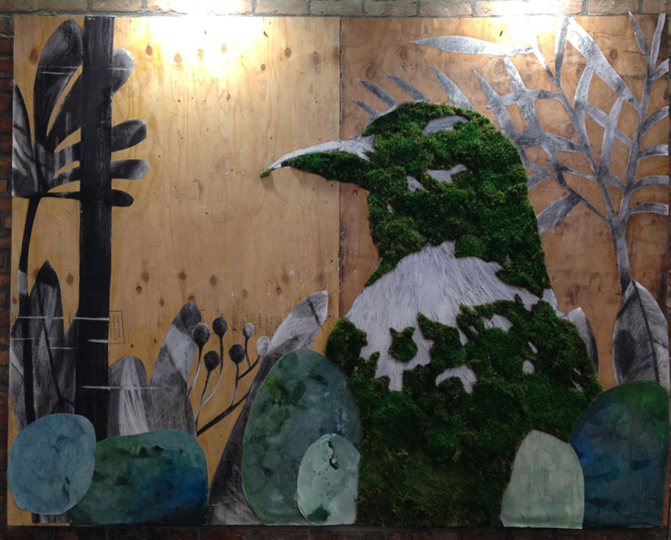  Indoor installation with moss. Brooklyn, NYC 